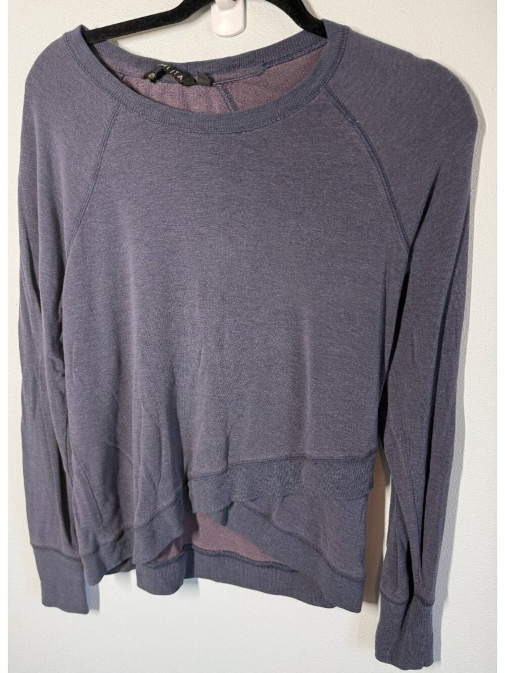 Athleta Womens Medium Petite Burnout Blue Modal Blend Pullover Stretch Athleisur